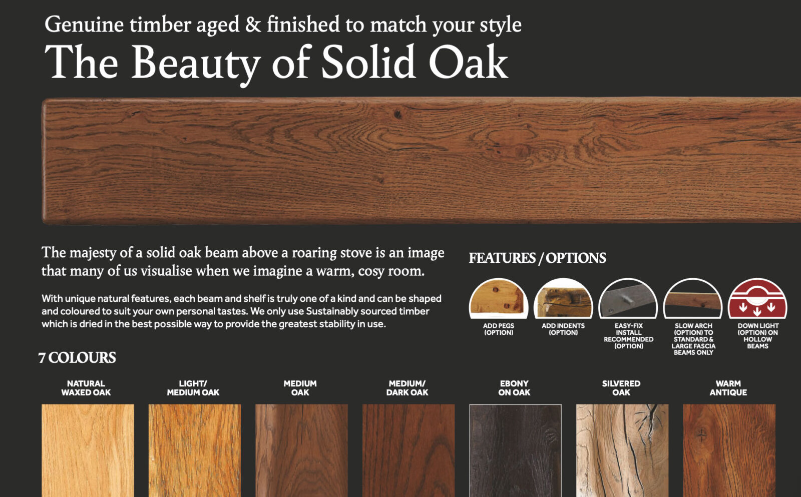 Solid Oak Fascia Beam Range - Furniture & Fireplaces Ltd