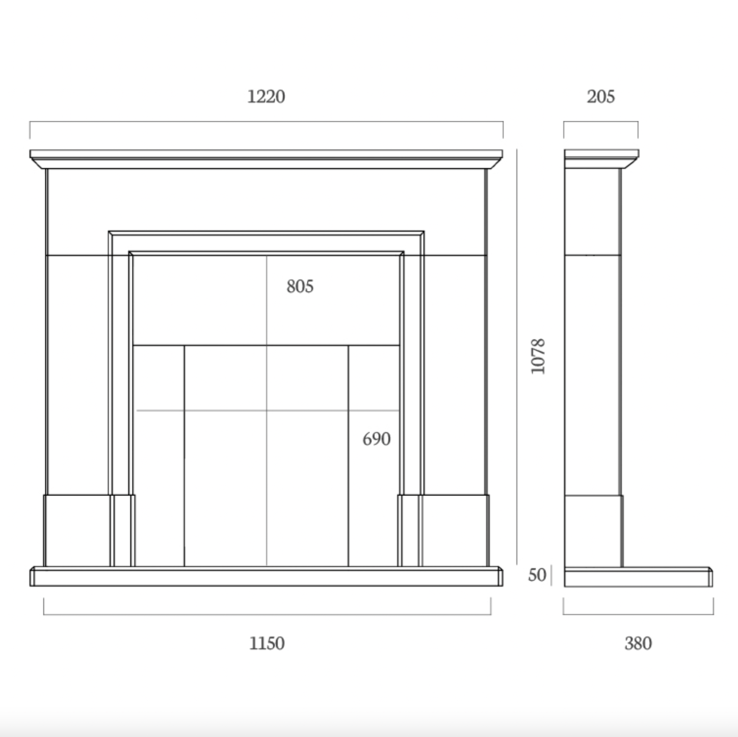 The Acombe 48″ in Barley White sizes