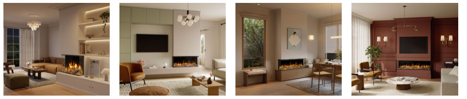 Evonic Volektra electric fire installed in media wall