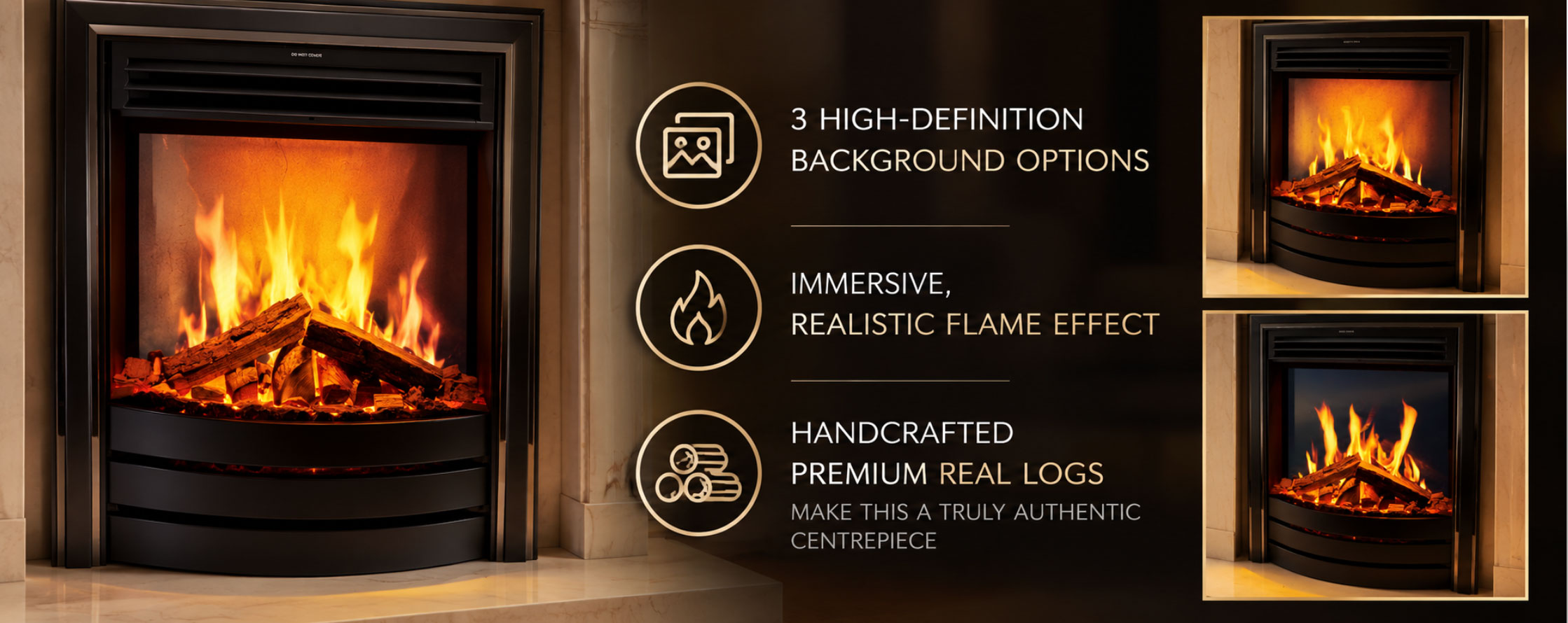 Solution Fires TrueFlame 16 3DX electric fire with real logs and realistic flame effect